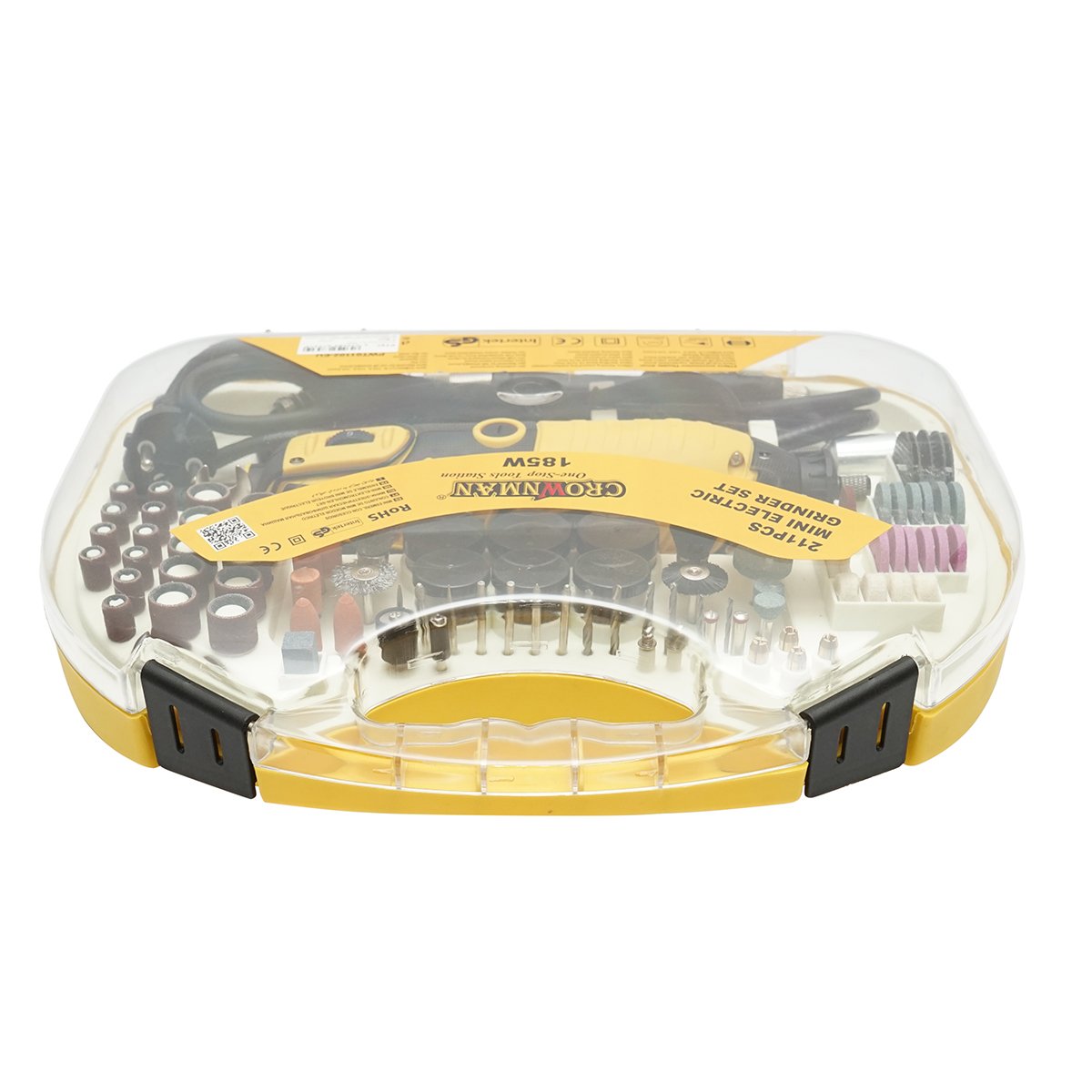 Set trusa mini freza 185W, 220V tip biax, 9 trepte viteza 8000-35000rpm 211 piese Crownman